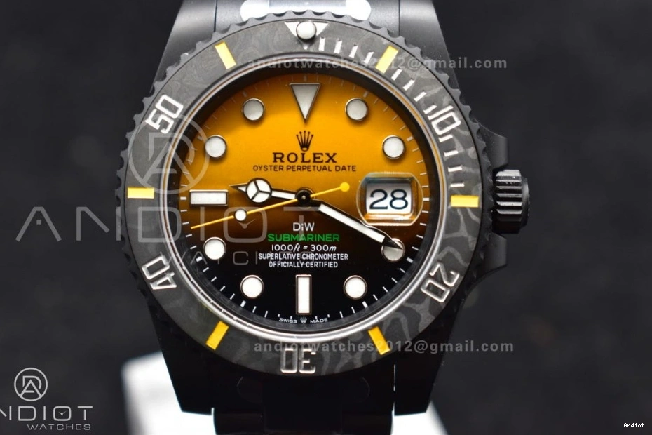 DLC VSF Bracelet DIW Dial 1:1 Best VS3135 on Edition Submariner Yellow Black DLC 0504